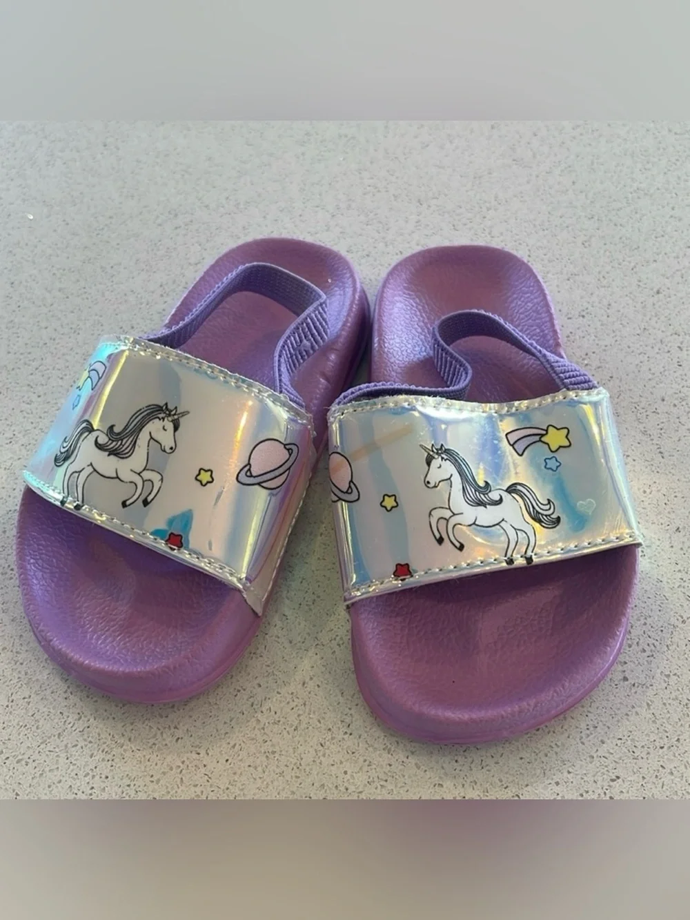 Girls' Purple Unicorn Slide Sandals